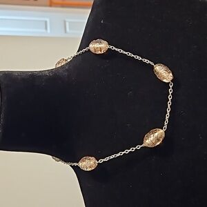 #0153 Glass? Bead necklace with purple/burgundy swirls